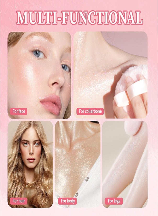 Noerrors Body Glitter Powder Puff Body Shimmer Powder Plush Peach Ball Loose Highlighter Patting High Gloss Shine Bright Illuminator Glossy Diamond Glow Sparkle Makeup for Body Face Hair - Image 5